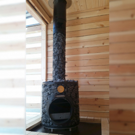 Дровяная печь для сауны IKI Mini со стальной дверцей "смайл"