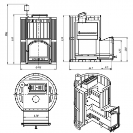 Дровяная печь Эверест INOX 20 (205) Ковка (AISI 430)