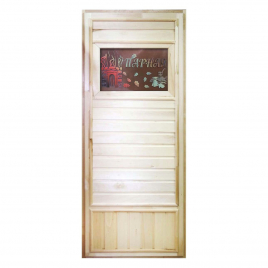 DoorWood Вагонка эконом 750х1850 мм, со стеклом Банька, деревянная