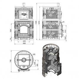 Печь для бани Эверест Легкий пар Профи Ковка Б/В