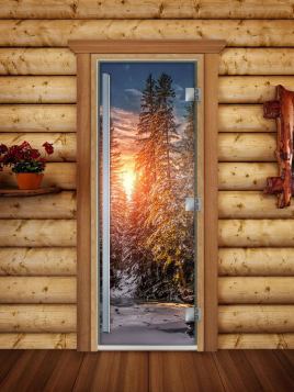 Дверь для сауны DoorWood Престиж А093 с фотопечатью, 70х190, коробка ольха